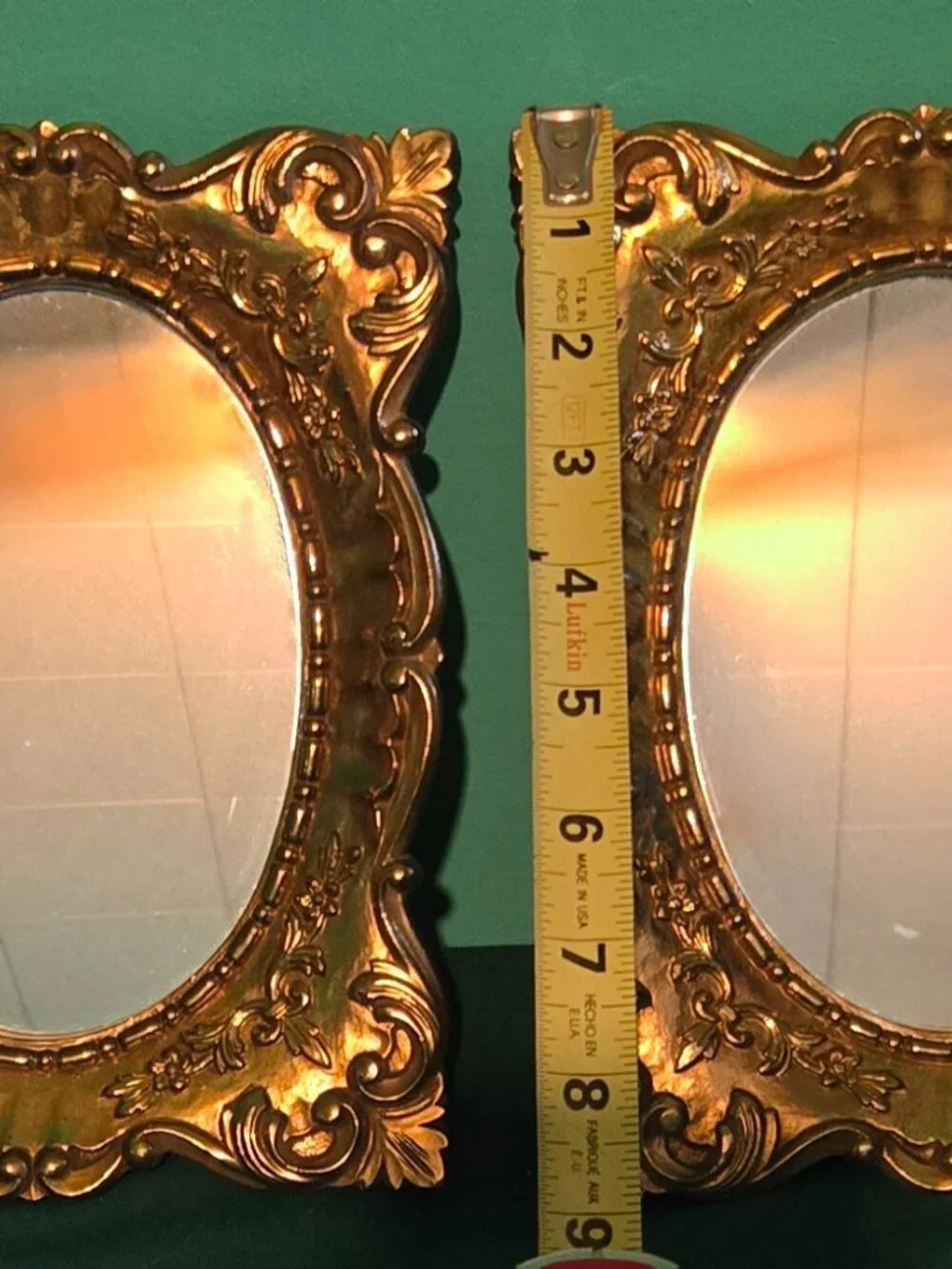 Set of 2 Homco Vintage Gold Ornate Hollywood Regency Baroque Resin Wall Mirrors